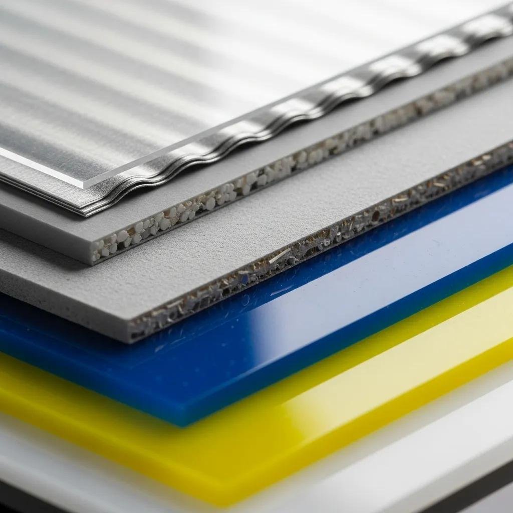 Pilotes de películas coextruidas multicapa en diversas texturas y colores, destacando propiedades de barrera y resistencia mecánica.