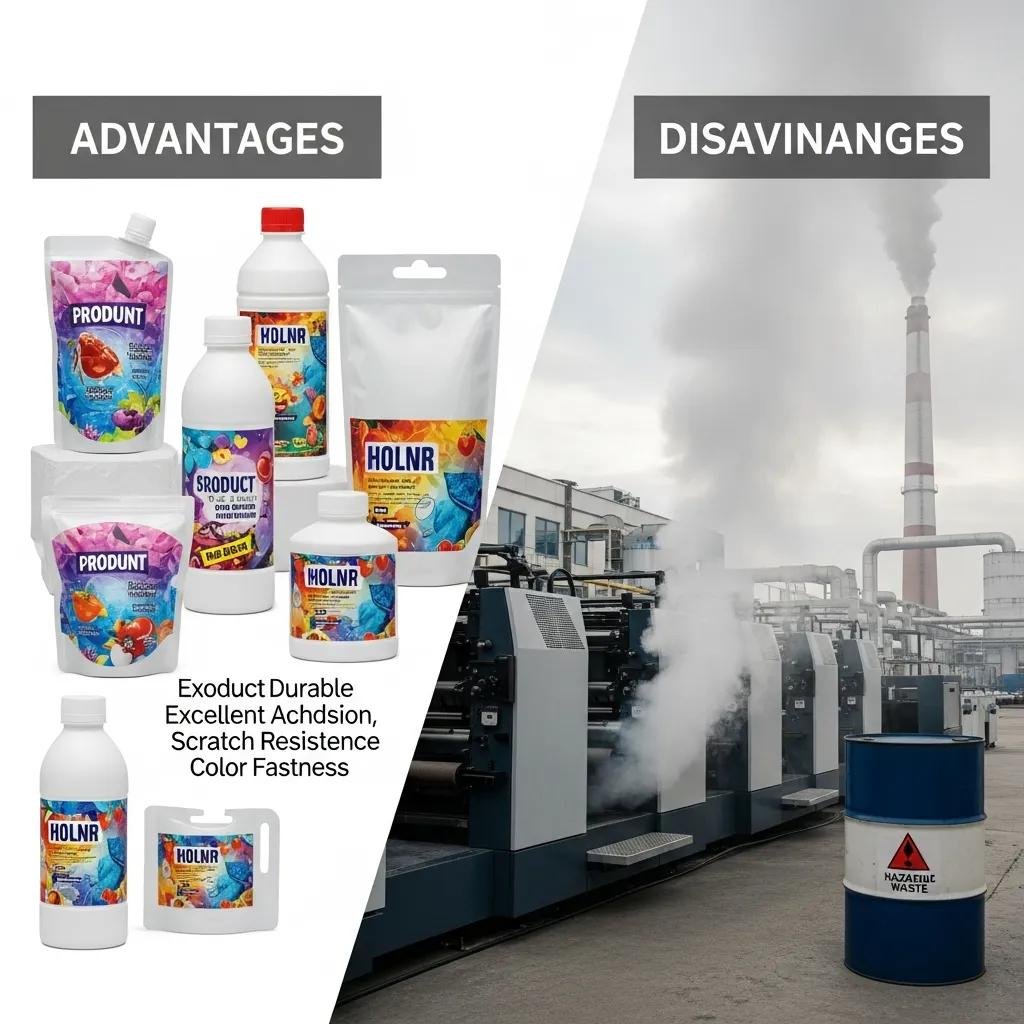 Tintas solventes en envases, ventajas y desventajas, productos de impresi&oacute;n, emisi&oacute;n de COV, industria de impresi&oacute;n en pl&aacute;stico.