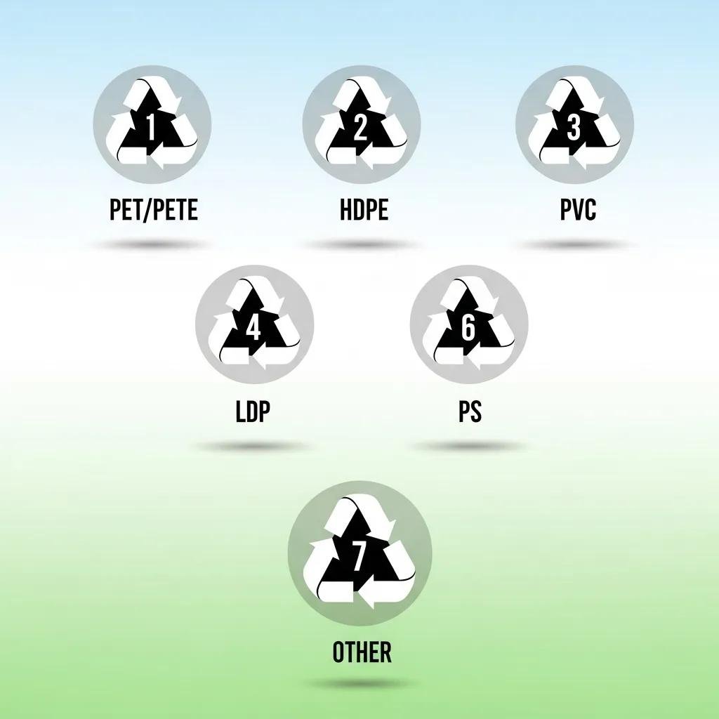 Illustration of recycling symbols for various plastics, highlighting their meanings