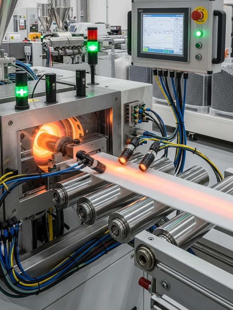 Automated machinery in plastic extrusion highlighting advanced technology and efficiency