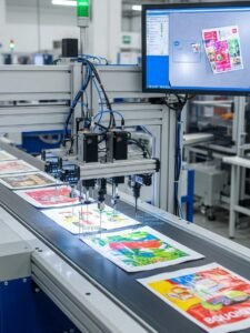 Modern printing inspection system with optical sensors in a plastic bag production line