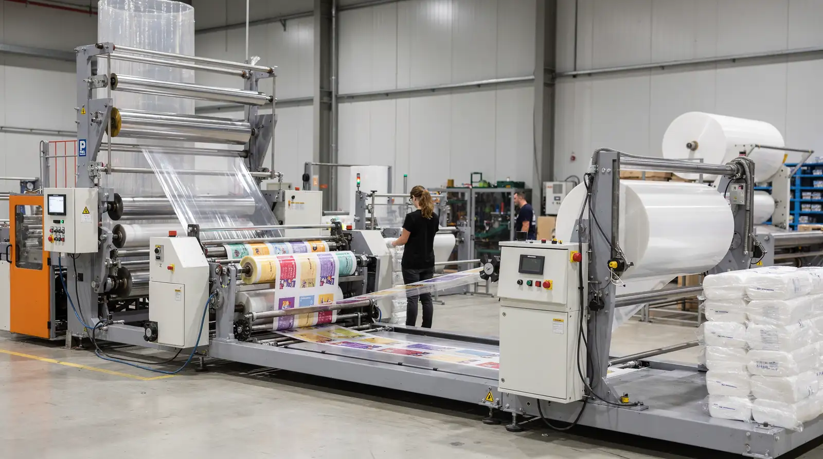 El paquete de máquinas de extrusión, impresión y stretch film del proveedor forma la base