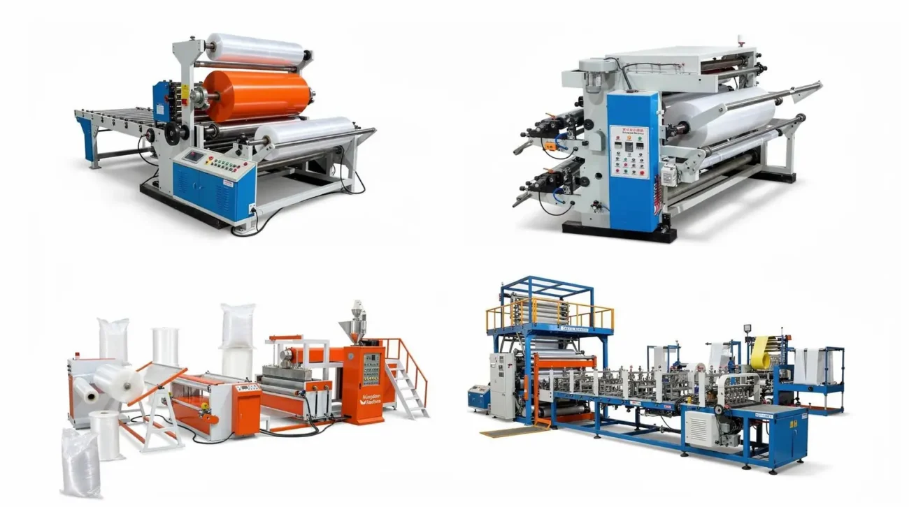 Máquina extrusora de película sopladora y máquina para hacer bolsas de plástico, equipos para fabricación