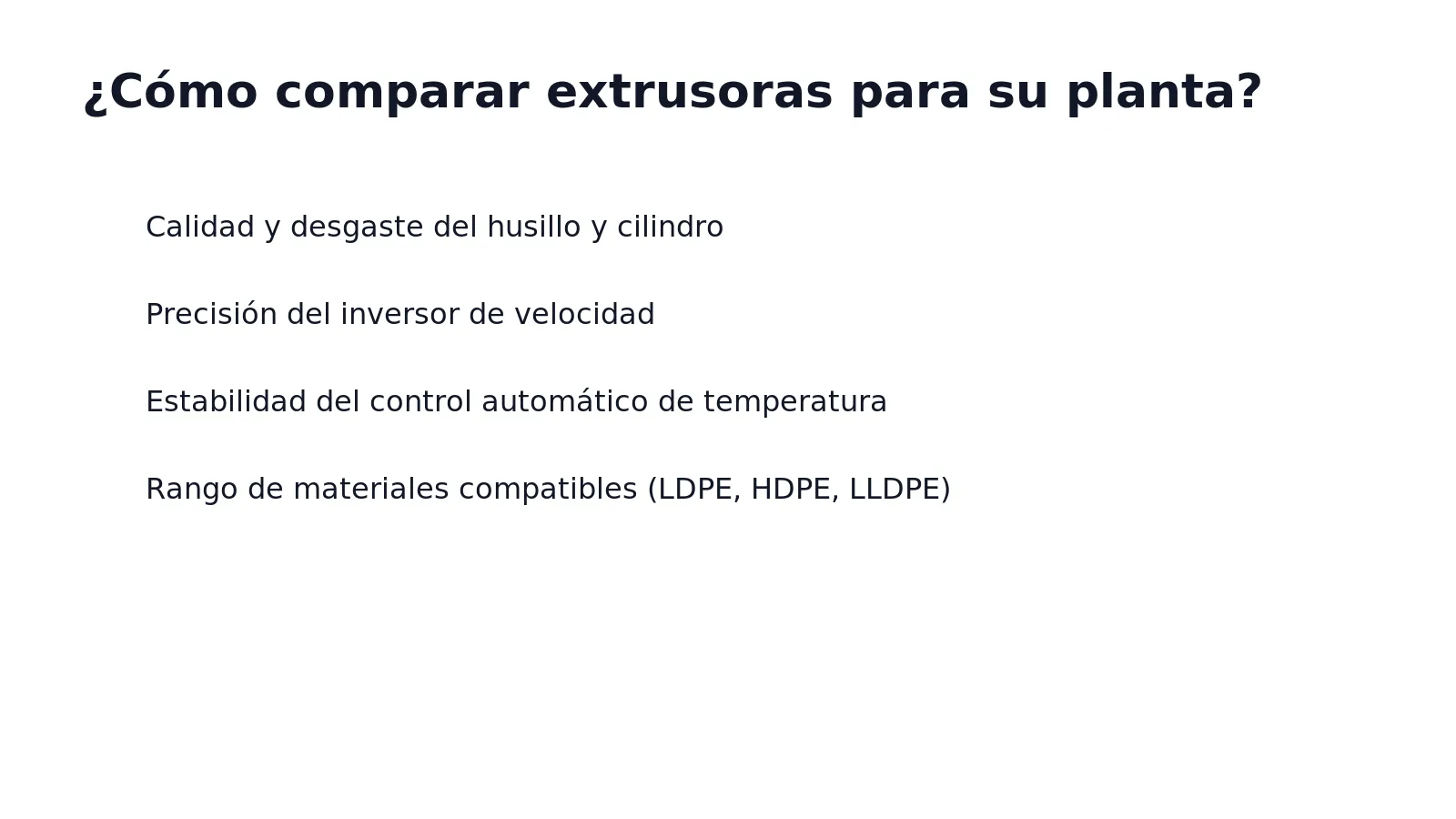 Comparar extrusoras exige revisar componentes mecánicos, controles electrónicos y su efecto sobre el producto final